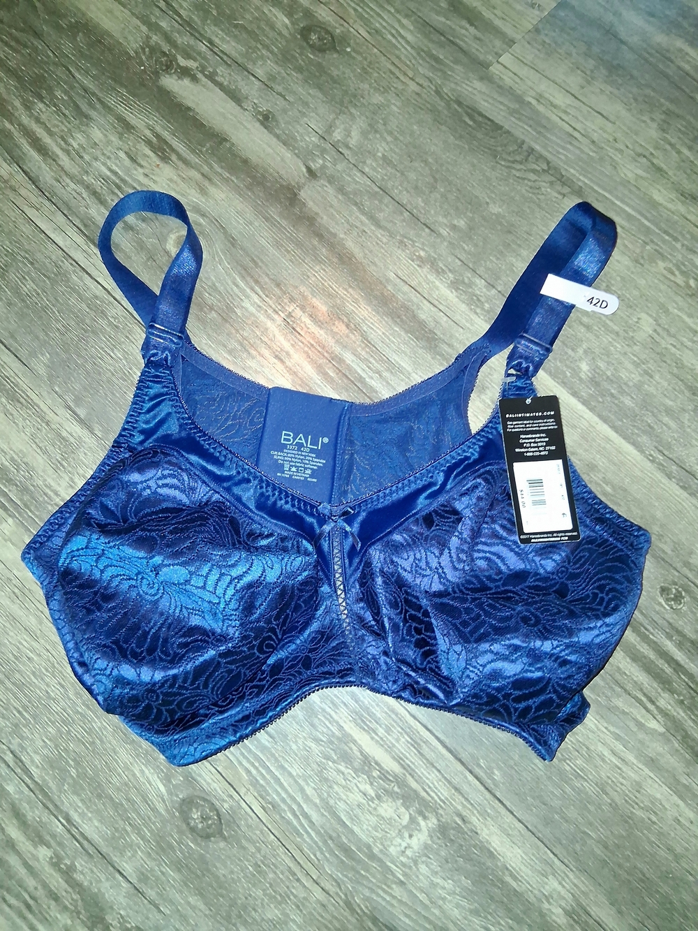 Bali Lace-Overlay Full Coverage Bra - Deep Blue NWT